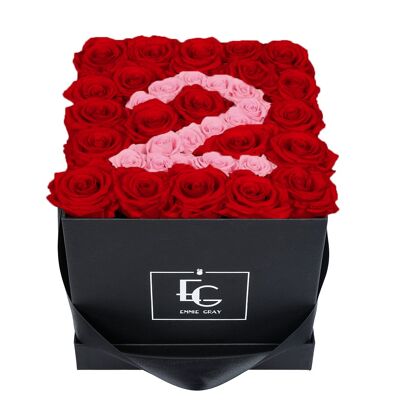 Number Infinity Rosebox | Vibrant Red & Bridal Pink | M