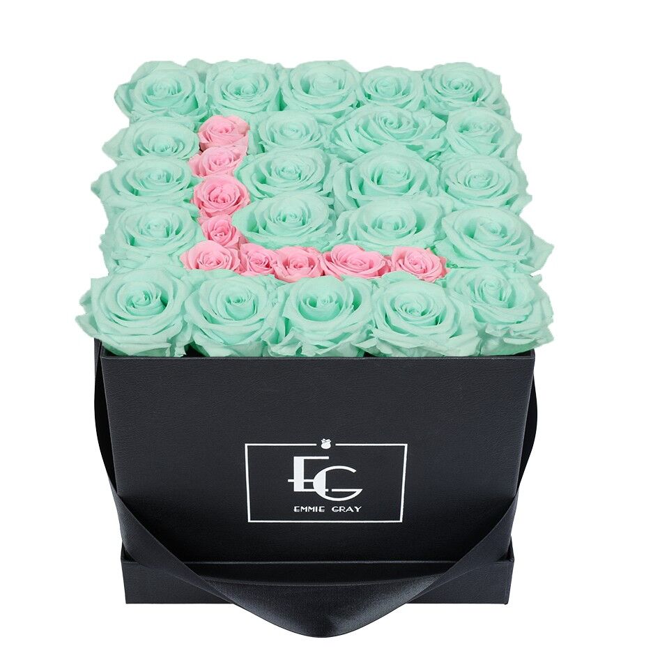 Lettera Infinity Rosebox | Verde menta e rosa da sposa | M