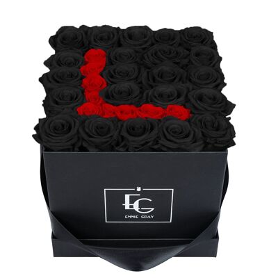 Letter Infinity Rosebox | Black Beauty & Vibrant Red | M