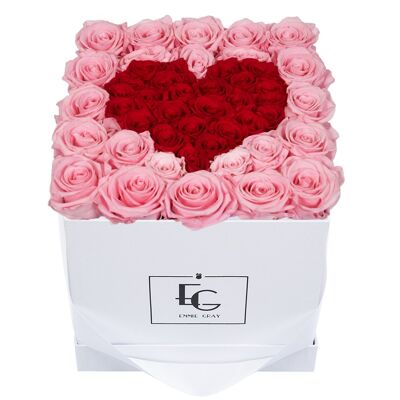 Heart Symbol Infinity Rosebox | Bridal Pink & Vibrant Red | M