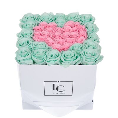 Cuore Simbolo Infinity Rosebox | Verde menta e rosa da sposa | M