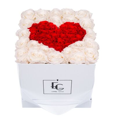 Heart Symbol Infinity Rosebox | Pure White & Vibrant Red | M