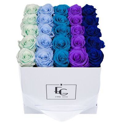 Nuances Infinity Rosebox | Vert menthe, bleu bébé, aigue-marine, violet vain et bleu océan | M