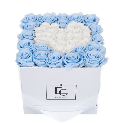 Heart Symbol Infinity Rosebox | Baby Blue & Pure White | M