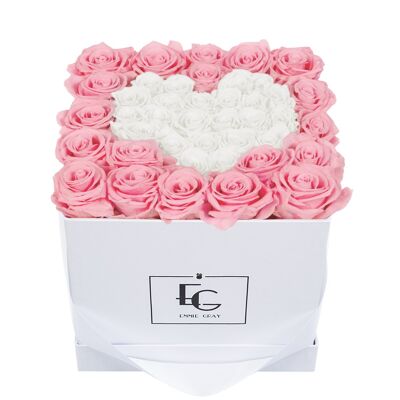 Cuore Simbolo Infinity Rosebox | Rosa da sposa e bianco puro | M