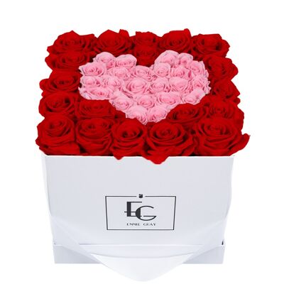 Heart Symbol Infinity Rosebox | Vibrant Red & Bridal Pink | M