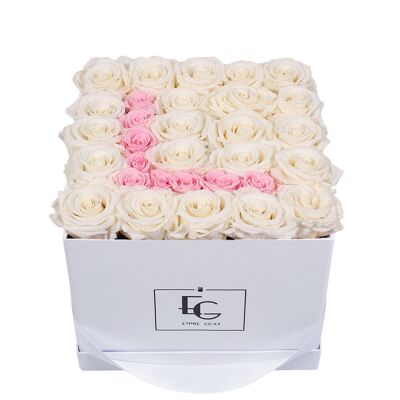 Lettera Infinity Rosebox | Bianco puro e rosa da sposa | M