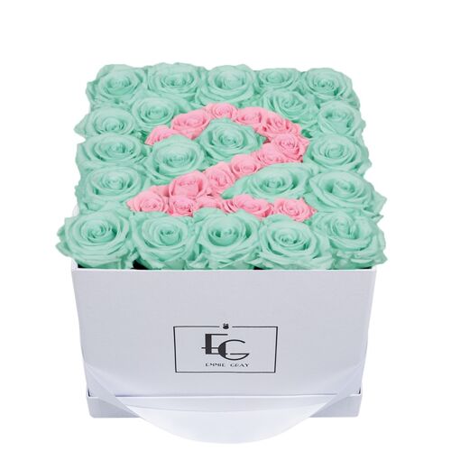 Number Infinity Rosebox | Minty Green & Bridal Pink | M