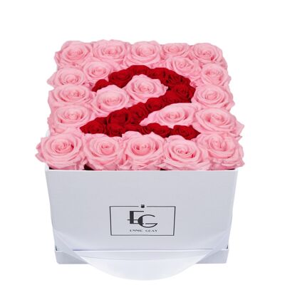 Number Infinity Rosebox | Bridal Pink & Vibrant Red | M