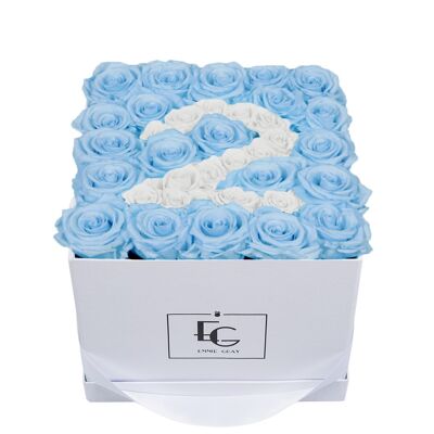 Number Infinity Rosebox | Baby Blue & Pure White | M