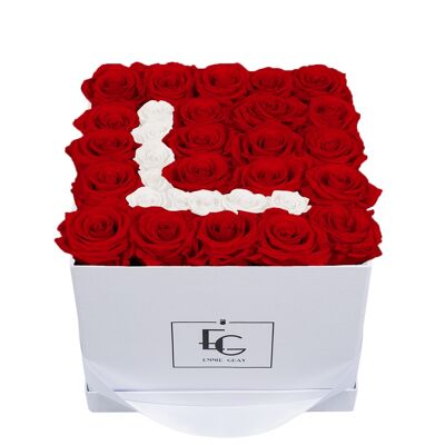 Letter Infinity Rosebox | Vibrant Red & Pure White | M