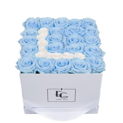 Letter Infinity Rosebox | Baby Blue & Pure White | M