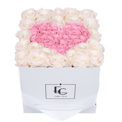 Cuore Simbolo Infinity Rosebox | Bianco puro e rosa da sposa | M