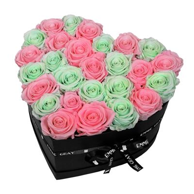 Mix Infinity Rosebox | Rosa da sposa e verde menta | l