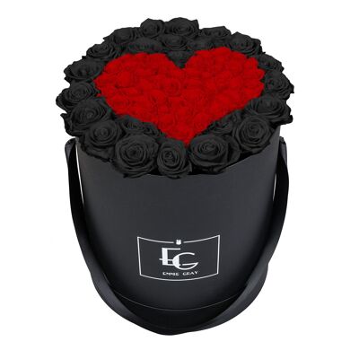 Heart Symbol Infinity Rosebox | Black Beauty & Vibrant Red | L