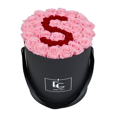 Lettre Infinity Rosebox | Rose nuptiale et rouge vif | L