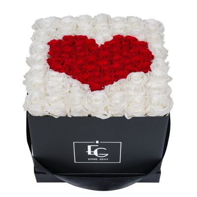 Corazón Símbolo Infinito Rosebox | Blanco puro y rojo vibrante | L