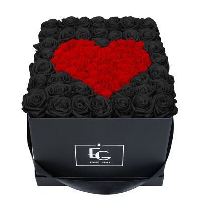 Heart Symbol Infinity Rosebox | Black Beauty & Vibrant Red | L