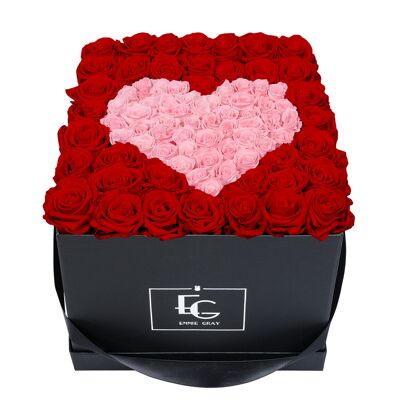 Corazón Símbolo Infinito Rosebox | Rojo vibrante y rosa nupcial | L