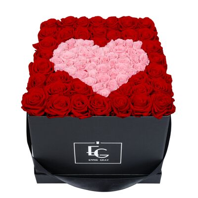 Heart Symbol Infinity Rosebox | Vibrant Red & Bridal Pink | L