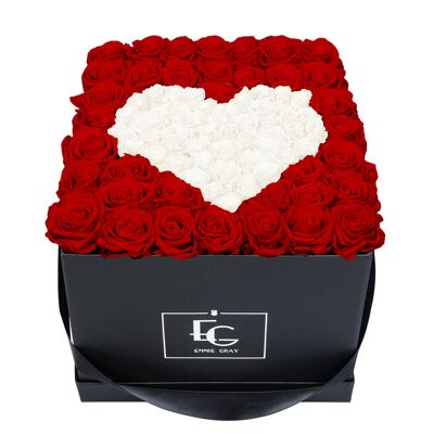 Heart Symbol Infinity Rosebox | Vibrant Red & Pure White | L