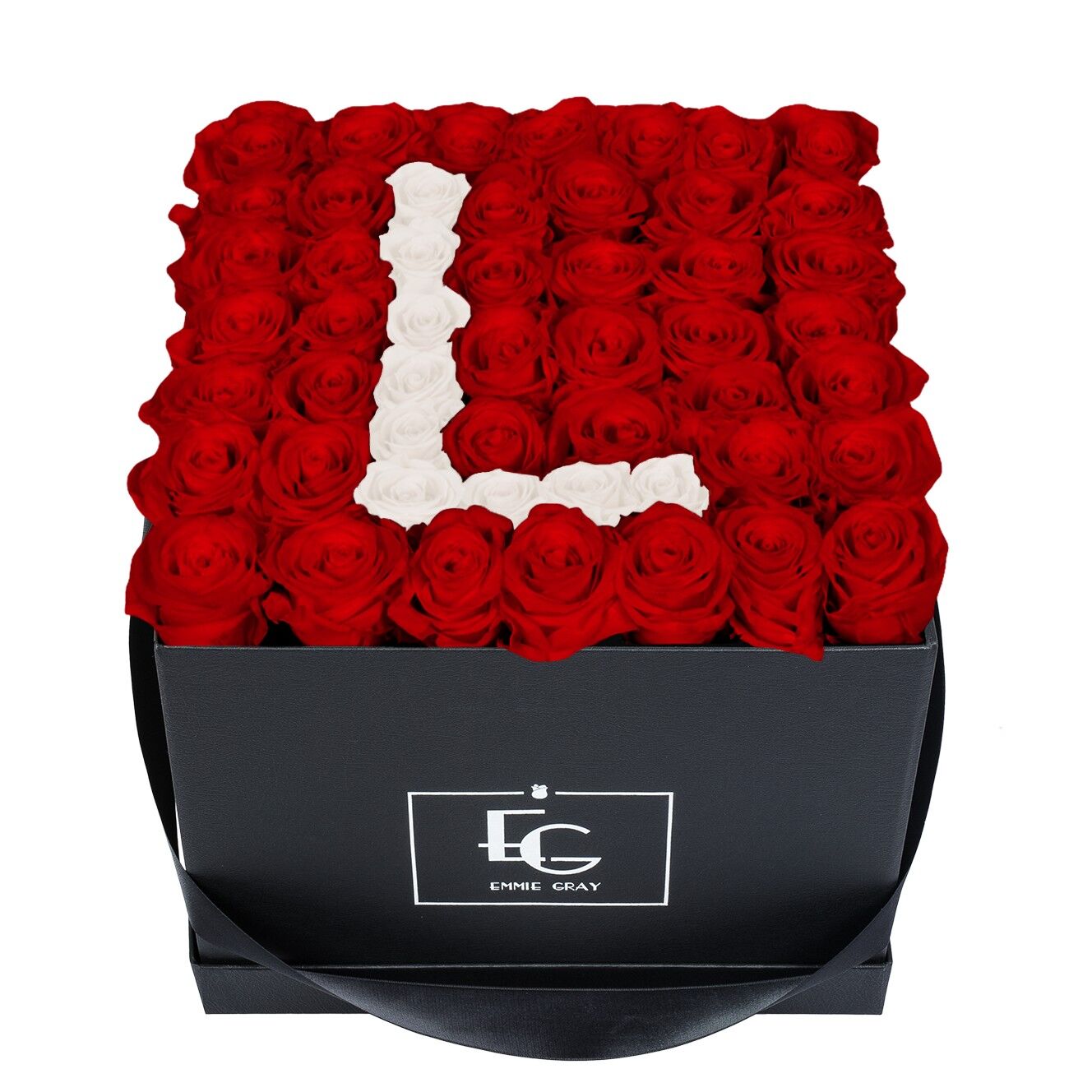 Lettera Infinity Rosebox | Rosso vibrante e bianco puro | l
