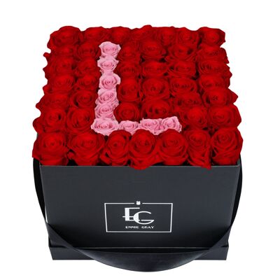 Letter Infinity Rosebox | Vibrant Red & Bridal Pink | L