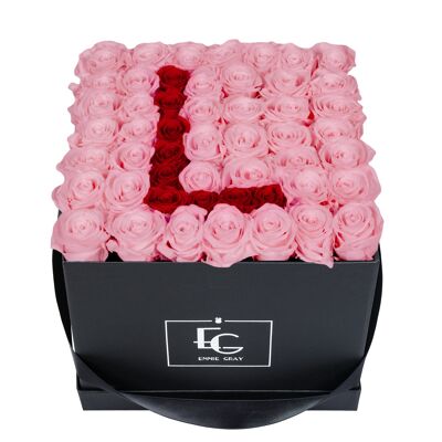 Lettre Infinity Rosebox | Rose nuptiale et rouge vif | L