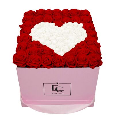 Heart Symbol Infinity Rosebox | Vibrant Red & Pure White | L