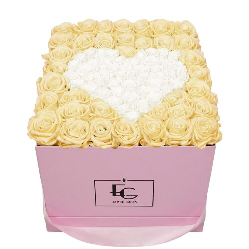 Heart Symbol Infinity Rosebox | Champagne & Pure White | L