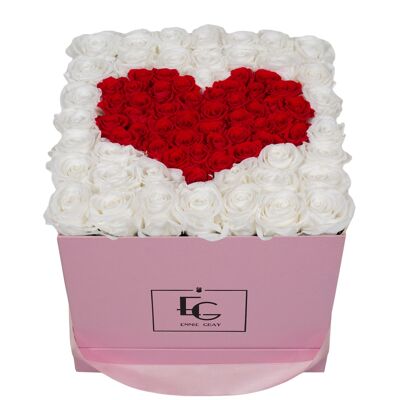 Corazón Símbolo Infinito Rosebox | Blanco puro y rojo vibrante | L