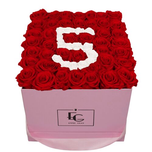 Number Infinity Rosebox | Vibrant Red & Pure White | L