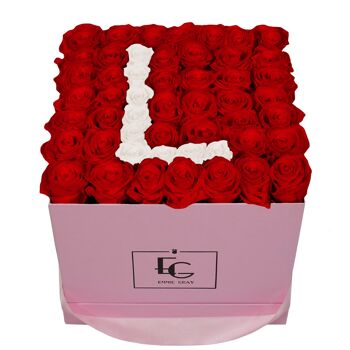 Lettre Infinity Rosebox | Rouge vif et blanc pur | L