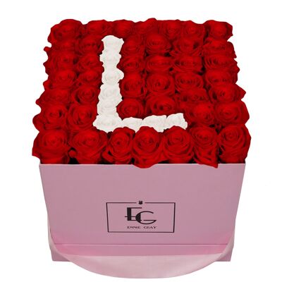 Letter Infinity Rosebox | Vibrant Red & Pure White | L