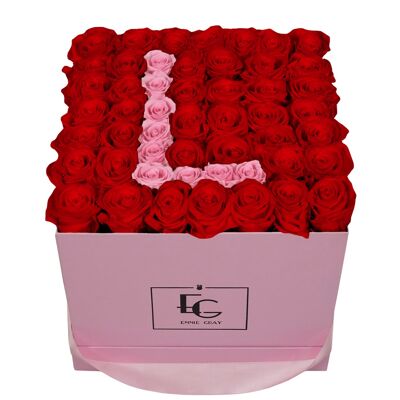 Letter Infinity Rosebox | Vibrant Red & Bridal Pink | L
