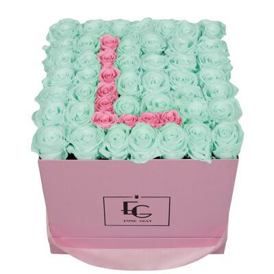 Lettera Infinity Rosebox | Verde menta e rosa da sposa | l