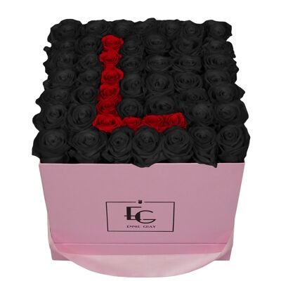 Letter Infinity Rosebox | Black Beauty & Vibrant Red | L