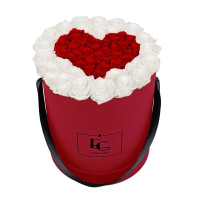 Rosebox infini symbole coeur | Blanc pur et rouge vif | L