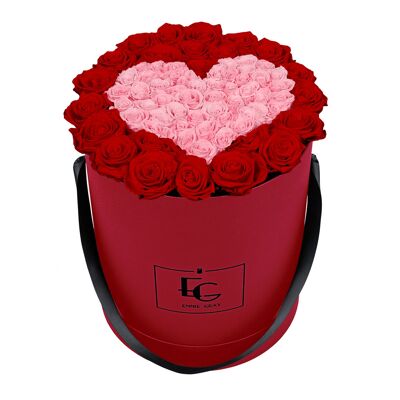 Corazón Símbolo Infinito Rosebox | Rojo vibrante y rosa nupcial | L