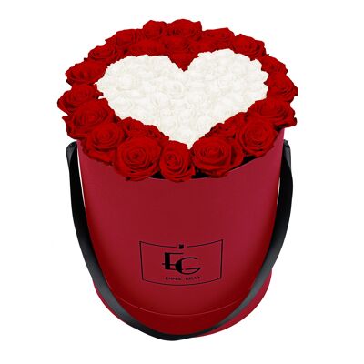 Cuore Simbolo Infinity Rosebox | Rosso vibrante e bianco puro | l