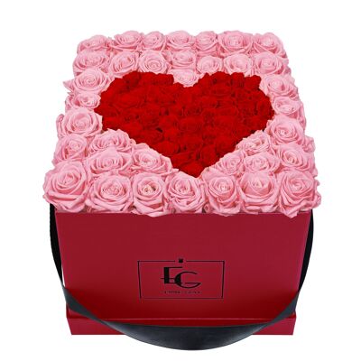 Heart Symbol Infinity Rosebox | Bridal Pink & Vibrant Red | L