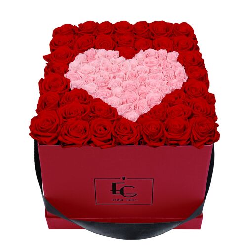 Heart Symbol Infinity Rosebox | Vibrant Red & Bridal Pink | L