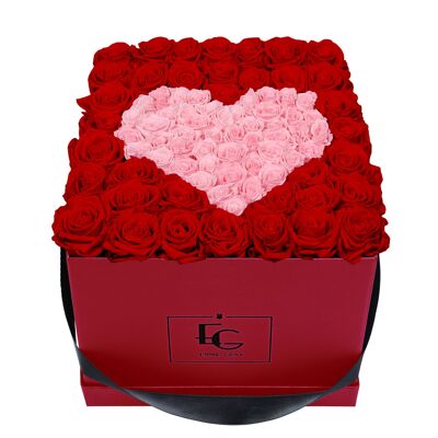 Corazón Símbolo Infinito Rosebox | Rojo vibrante y rosa nupcial | L