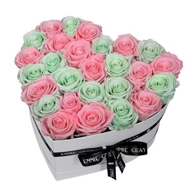 Mix Infinity Rosebox | Rose nuptiale et vert menthe | L