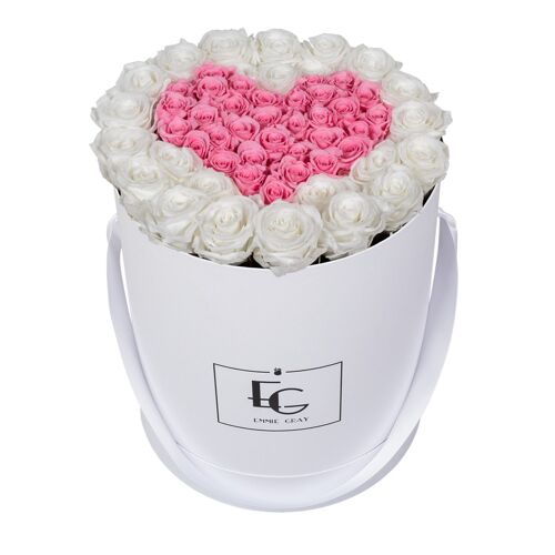 Heart Symbol Infinity Rosebox | Pure White & Bridal Pink | L