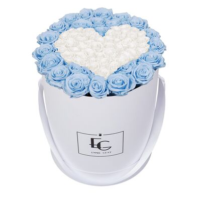 Heart Symbol Infinity Rosebox | Baby Blue & Pure White | L