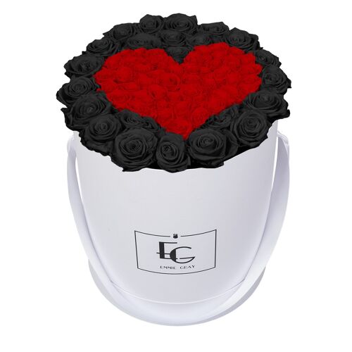 Heart Symbol Infinity Rosebox | Black Beauty & Vibrant Red | L