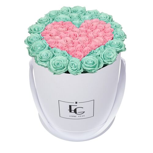 Heart Symbol Infinity Rosebox | Minty Green & Bridal Pink | L