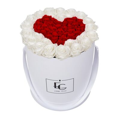 Rosebox infini symbole coeur | Blanc pur et rouge vif | L