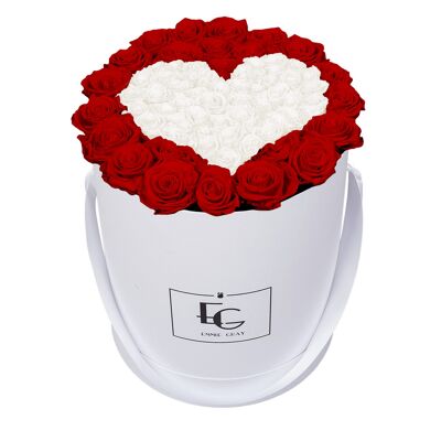 Cuore Simbolo Infinity Rosebox | Rosso vibrante e bianco puro | l